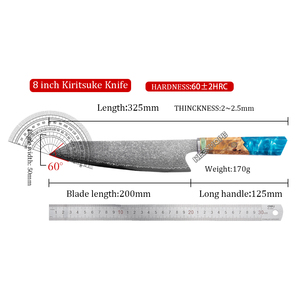 Coltello da <span class=keywords><strong>Cucina</strong></span> Professionale Kiritsuke Giapponese Damasco KEENHOPE 8 Pollici, Acciaio VG10 a 67 Strati, Manico Ottagonale in Resina e Legno d'Acero Stabilizzato - Product Image 2