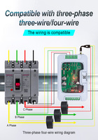 Módulo Medidor de Energía Trifásico PZEM-6L24 100A 380V RS485 Modbus RTU con Monitor de Potencia kWh PF Frecuencia Bobina CT Precisión 1.0
