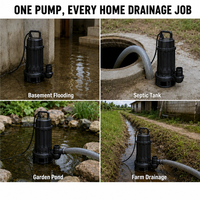Pompe à eaux usées WQ 15 m³/h, hauteur de refoulement 9 m, 1,1 kW, monophasée 220 V, IP68, pour irrigation agricole et drainage, certifiée CE