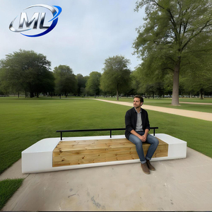 Outdoor Durable Anti-Corrosion Fiberglass & Wood Leisure <b>Bench</b> with Modern Design for Patio Seating - Product Image 3