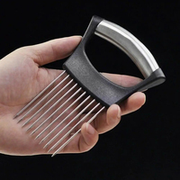 Stalen Ui Naald Easy Slicer Cutter Tomaat Veilig Vork Handheld Groentemes Keuken Multifunctionele Uienhouder Snijmachine