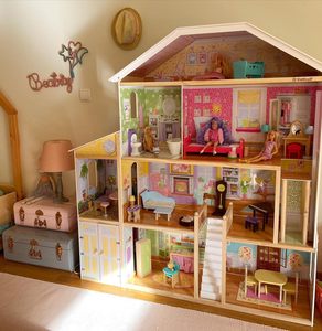 Nuevo Diseño Educativo de Madera con 34 Accesorios, Elevador y <span class=keywords><strong>Garaje</strong></span> Hechos a Mano, Regalo para <span class=keywords><strong>Niñas</strong></span> de 3+ Años - Product Image 4