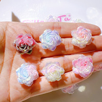 Breloques en résine florale Rose Dessin animé DIY Décoration pour coque de téléphone et pince à cheveux