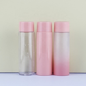 Gradiente rosa y transparente 50ml/60ml botella de tóner redonda de plástico para el cuidado de la piel tapón de rosca económico precio bajo embalaje de belleza para Loti - Product Image 5