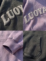 Sweat-shirt à capuche court pour homme 100 % coton, avec logo personnalisé, épaules tombantes, effet délavé, style vintage