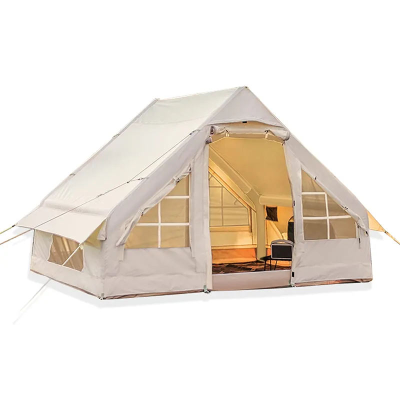 5-6 Person Portable Custom Family Camping Tent Waterproof Outdoor Large Canvas Air Cotton Glamping Inflatable Camping Tent
