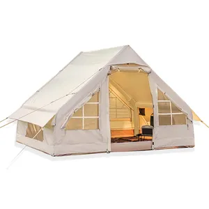 5-6 persone portatile personalizzato famiglia tenda da campeggio impermeabile all'aperto grande tela aria cotone Glamping tenda da campeggio gonfiabile