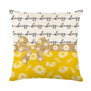 2025 printemps jaune marguerite fleur taie d'oreiller lin imprimé vacances maison salon canapé décoration taie d'oreiller housse de coussin