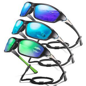 3 Pack polarizzati occhiali da sole sportivi per gli uomini, occhiali da sole da uomo avvolgono la protezione UV400 per la guida di pesca in bicicletta - Product Image 3