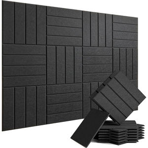 12パック自己粘着ピールスティックブラックアコースティックアートタイル12X 12X0.4装飾音吸収パネルオフィスゲーム用 - Product Image 4