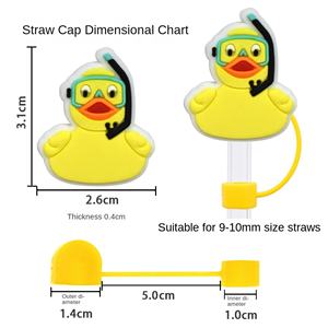 จุกปิดหลอดซิลิโคนรูปเป็ดเหลืองการ์ตูนน่ารัก ขนาด 10 มม. พร้อมจุกกันฝุ่น สำหรับหลอดดูดชาไข่มุก อุปกรณ์เสริมบาร์ มีสินค้าพร้อมส่ง - Product Image 2