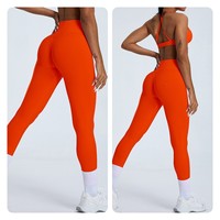 Nuevos Pantalones deportivos ajustados de Spandex transpirables sin costuras para Fitness, pantalones de Yoga para correr con cintura alta Abdominal para mujer