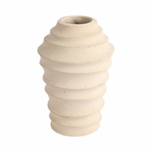 Vaso Scultoreo Scanalato Ecomix, Vaso Moderno per Fiori da Esposizione in Soggiorno con Texture Stratificata - Product Image 3