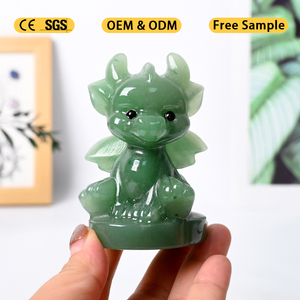Sculpture de dragon féerique chinois en cristal taillé en gros, sculptures d'animaux en pierres précieuses naturelles pour la décoration - Product Image 1