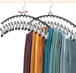 Metal Pants <strong>Hangers</strong> with <strong>15</strong> Clips Space-Saving Closet Organizer That Holds 30 Leggings Rubber-Coated Closet <strong>Hangers</strong> - Product Image 1