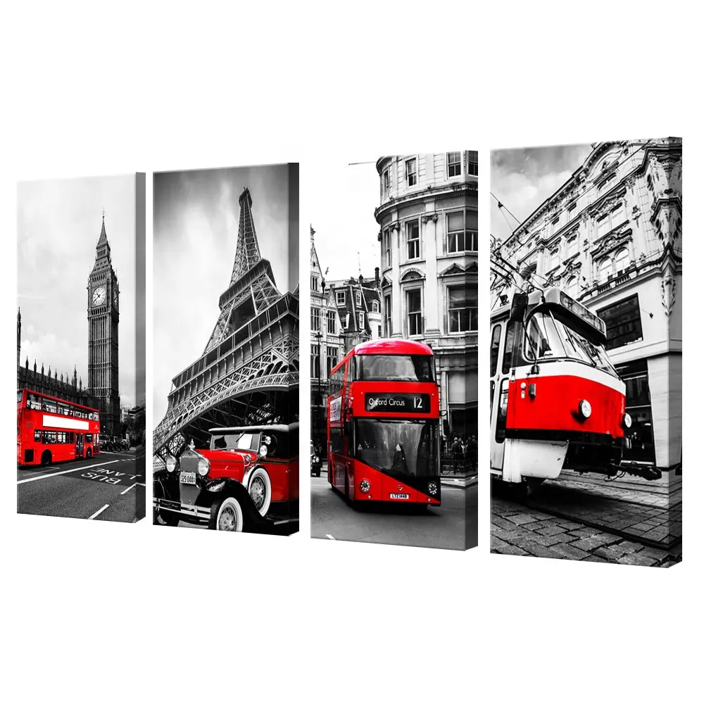 Black and white decorative painting architectural scenery storefront home decoration hotel spray painting canvas painting