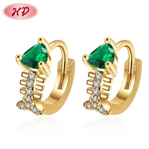 chinese manufacturer exporter fashionable jewelry fishbone creative cz zircon earring for sensitive ear