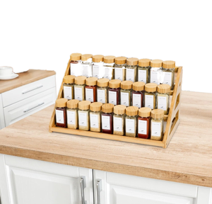 Étagère à épices multifonctionnelle en bambou classique à trois niveaux <span class=keywords><strong>pour</strong></span> comptoirs et armoires, vente en gros - Product Image 2