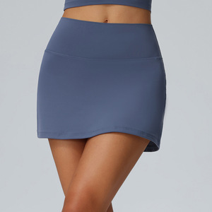 Falda Deportiva Lulu Sólida y Transpirable con Bolsillos para Mujer, Forrada, Antiexposición, Pantalones Cortos Deportivos Casuales de Dos Piezas, Culottes de Yoga - Product Image 1