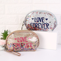 BSCI Usine OEM Mode Femmes Maquillage Organisateur Pochettes Sacs de Toilette De Voyage EN PVC Brillant Sac Cosmétique