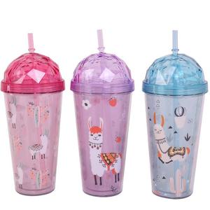Tasses de café GZYSL RTS réutilisables, mignonnes, à double paroi, en plastique, avec couvercle et paille, nouveauté - Product Image 1
