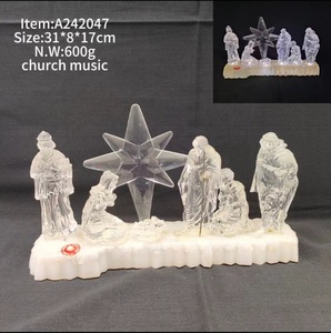 Pesebre en Miniatura con 7 Esculturas, Decoración de Mesa, Mini Juego de Natividad, Figuras Navideñas con Luces LED - Product Image 4
