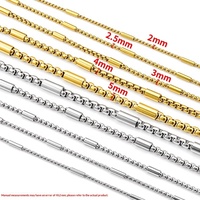 Collier artisanal en acier inoxydable avec chaîne en bambou, fermoir carré perlé, inaltérable, plaqué or 18 carats, chaîne sportive, accessoire de bijouterie DIY