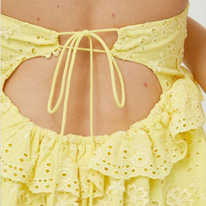 Vestido corto de moda con cuello en V, aberturas y bordados, personalizado, 100% fibra de bambú, del fabricante. - Product Image 5