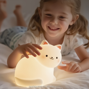 Egogo cấp thực phẩm Silicone cho con bú Nursery nightlight 7 màu sắc phòng trang trí nội thất dễ thương Mèo Đêm đèn cho trẻ em - Product Image 1