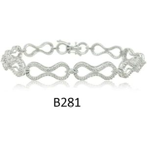 สร้อยข้อมือเทนนิสเพชรเงินแท้ 7.5 นิ้ว ทรงกลมเจียระไนแบบบริลเลียนท์ ดีไซน์เรขาคณิต สำหรับผู้หญิง เครื่องประดับงานแต่งงาน - Product Image 4