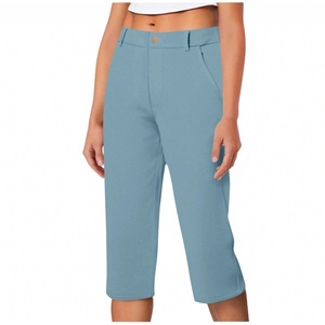 <span class=keywords><strong>Pantaloni</strong></span> Capri da Lavoro per <span class=keywords><strong>Donna</strong></span> - <span class=keywords><strong>Pantaloni</strong></span> Corti Elasticizzati a Gamba Dritta <span class=keywords><strong>in</strong></span> Tinta Unita - Product Image 4