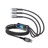 Cable de Carga Rápida 3 en 1 de 100W-120W 5V 1.2m con Pantalla Digital, Cable Cargador USB Tipo-C para Teléfonos Android