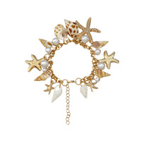 Bijoux de plage d'été pour femmes-Accessoires de poignet en couches inspirés de la marée Tendance Boho Ocean Style Starfish Seashell Bracelet