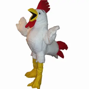 Disfraz de Mascota de pollo blanco, traje de gallo para adulto