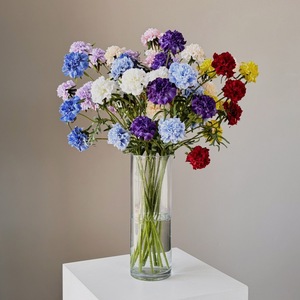 Bouquet de carnations artificielles multicolores en soie dans un vase en acrylique pour la décoration de la maison et des mariages - Product Image 1
