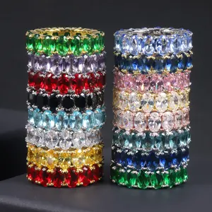 C7530 Abiding Jewelry Factory Wholesale Hip Hop 925 Sterling Silver CZ Diamond Gemstone Full Eternity Ring For Wedding