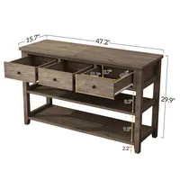 Table console en bois de 47 pouces (3 tiroirs + 2 étagères ouvertes)
