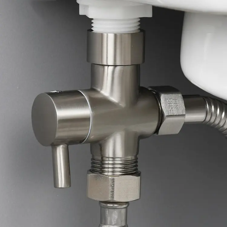 Conector de ducha de baño cepillado, adaptador en T, interruptor de pulverizador de bidé, válvula desviadora de agua
