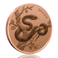 Médaille Ronde en Cuivre Pur 999 de 5 Troy Ounces, Design Unique, Thème Serpent Sauvage, Couleur UV, avec Emballage Capsule