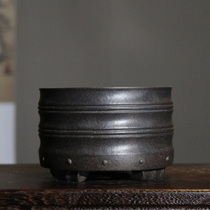 Pot à fleurs rond en argile violette, fait main, en forme de tambour antique, pour bonsaï, en bambou, en argile d'origine Yixing - Product Image 2