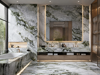 Dalles et carreaux de marbre vert chinois de l'Antiquité pour tables basses, buffets, plans de toilette, murs de douche, rebords de fenêtre et encadrements de portes