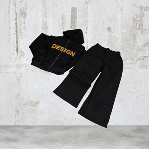 2 Piece Autumn Casual Crop Top Sweatpants Hoodies Set Wholesale Custom Logo Fashion Mens 100% <b>Wool</b> Knitted Digital Printing - Product Image 5