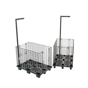 supermarket metal wire promotion wire bin Wire pallet cage with plastic pallet base