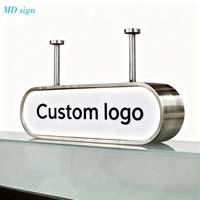 Boîte lumineuse LED ronde double face en acrylique et métal à fixation murale, publicité personnalisée avec logo imprimé en 3D, enseigne lumineuse LED pour salon de coiffure, pour les entreprises