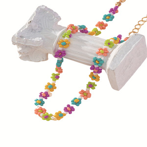 Collar de Cuentas de Semillas de Flores Coloridas, Hecho a Mano, Estilo Bohemio, Joyería para Fiestas, Origen Yiwu AXL-0055C - Product Image 5