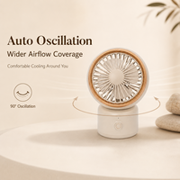 Ventilateur de bureau rechargeable par USB 2000mAh, ventilateur de table oscillant portable, 3 vitesses, sans fil, mini ventilateur Type-C pour bureau et chambre