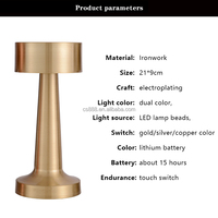Lampe de table à LED USB OEM/ODM en métal avec variateur tactile 3000-6500K, corps en fer moderne, alimentée par batterie pour la maison, l'hôtel et le bureau