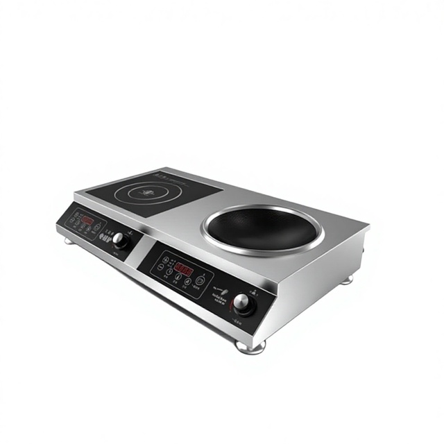 Foreign Trade Southeast Asia 304 Stainless Steel Horizontal 2 Commercial Electric Induction Cooker Double Stove 7000W 220V Black