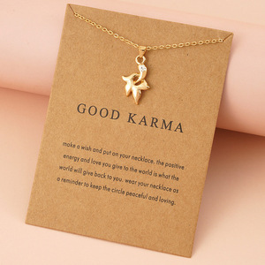 Gioielli di moda placcato oro Inspirational Femme collana buona Karma messaggio Card collane per le donne - Product Image 4