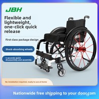 Silla de Ruedas Portátil Ultraligera JBH Sports S002 Clase I, Antivuelco, con Amortiguación de Impactos, para Personas con Discapacidad, Jóvenes y Viajes